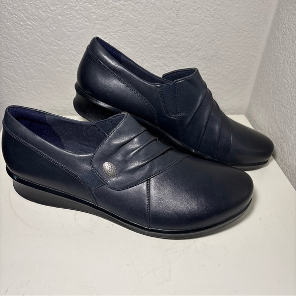 Clarks Collection 21951 Dark Navy Leather Slip On Shoes Size 10 - Picture 4 of 7